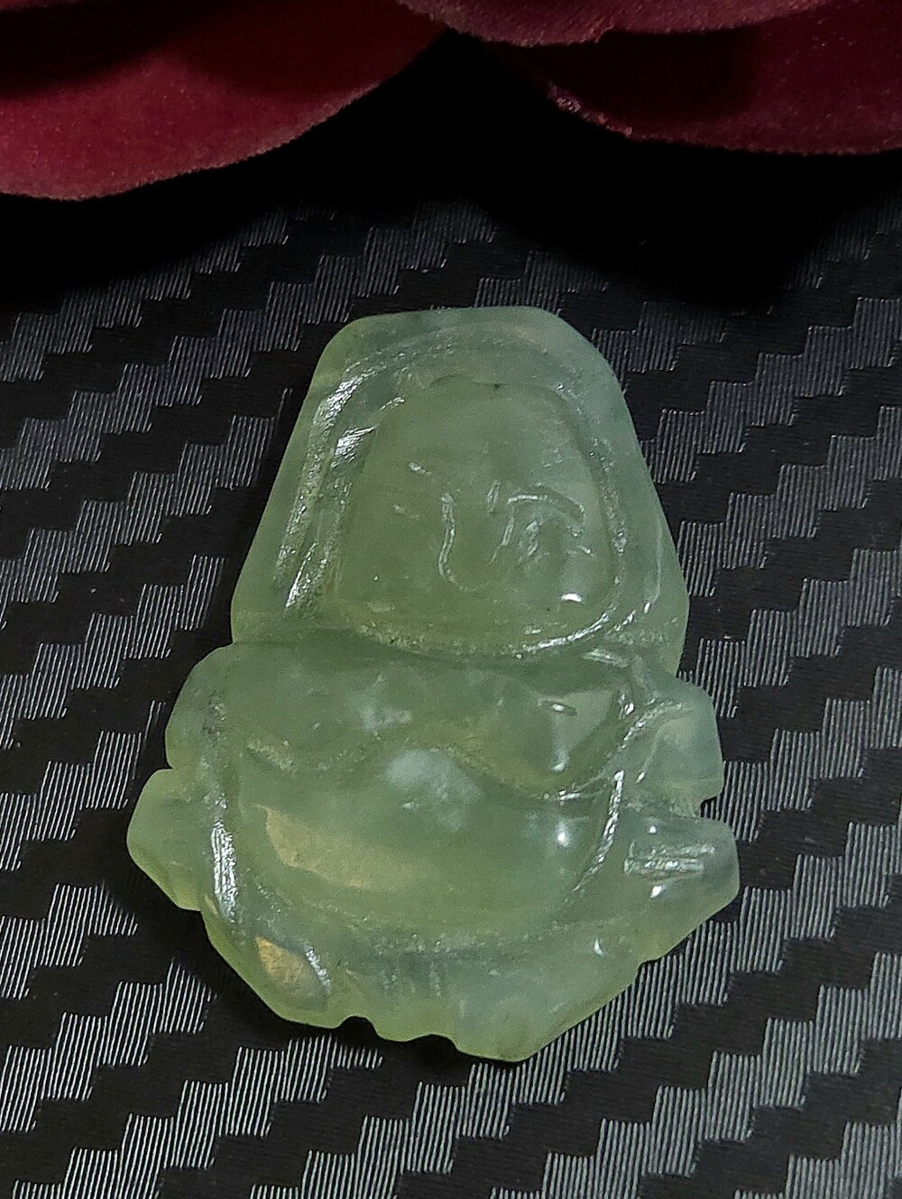Vintage Genuine Green Jade Traditional Laughing Buddha Pendant